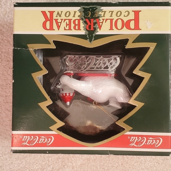 Coca Cola Polar Bear collection.  VINTAGE. NWT. downhill  sledder. Ornament - Picture 3 of 7